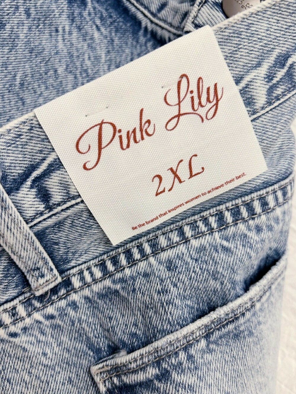 Pink Lily Acid Wash Distressed Jean Shorts - Picture 4 of 4